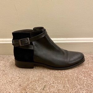 Black Leather Ankle Boots with Buckle